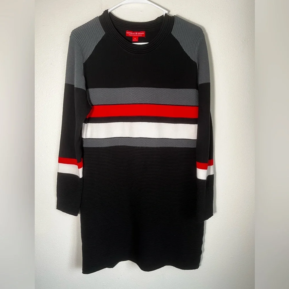 Krimson‎ Klover Pearl Sweater Dress Ribbed Black Colorblock Women Size XL - Picture 2 of 6